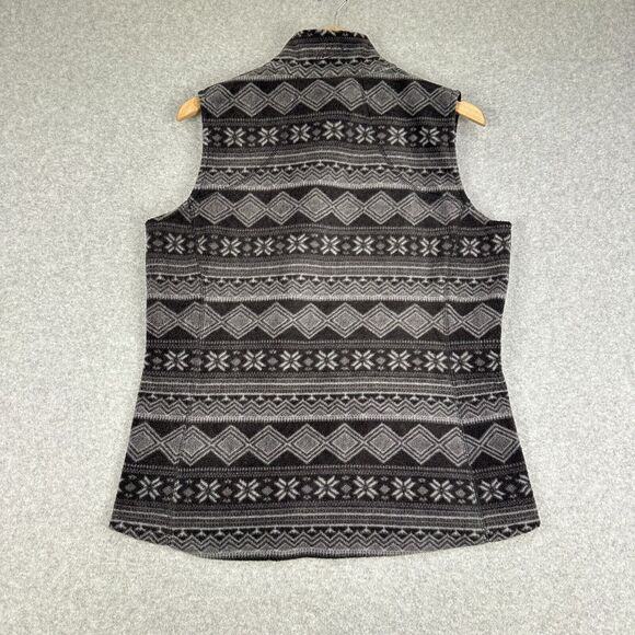 Woolrich Fleece‎ Vest Women Medium Gray Fair Isle Nordic Print Ski - Picture 3 of 8